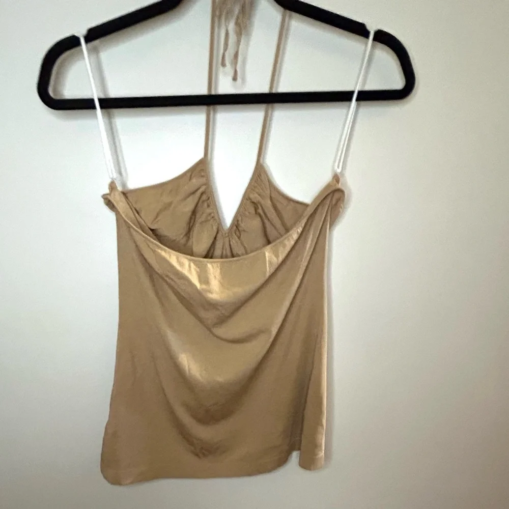 Dolce & Gabbana Limited Release Ribbed Tank Golden Fawn V Neck Halter Tie Top 46 - Picture 8 of 11